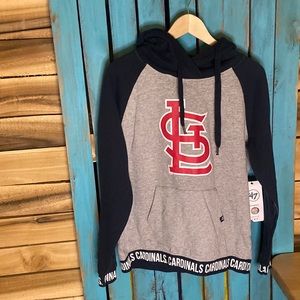 NWT ‘47 St. Louis Cardinals hoodie sweatshirt size large gray and navy red